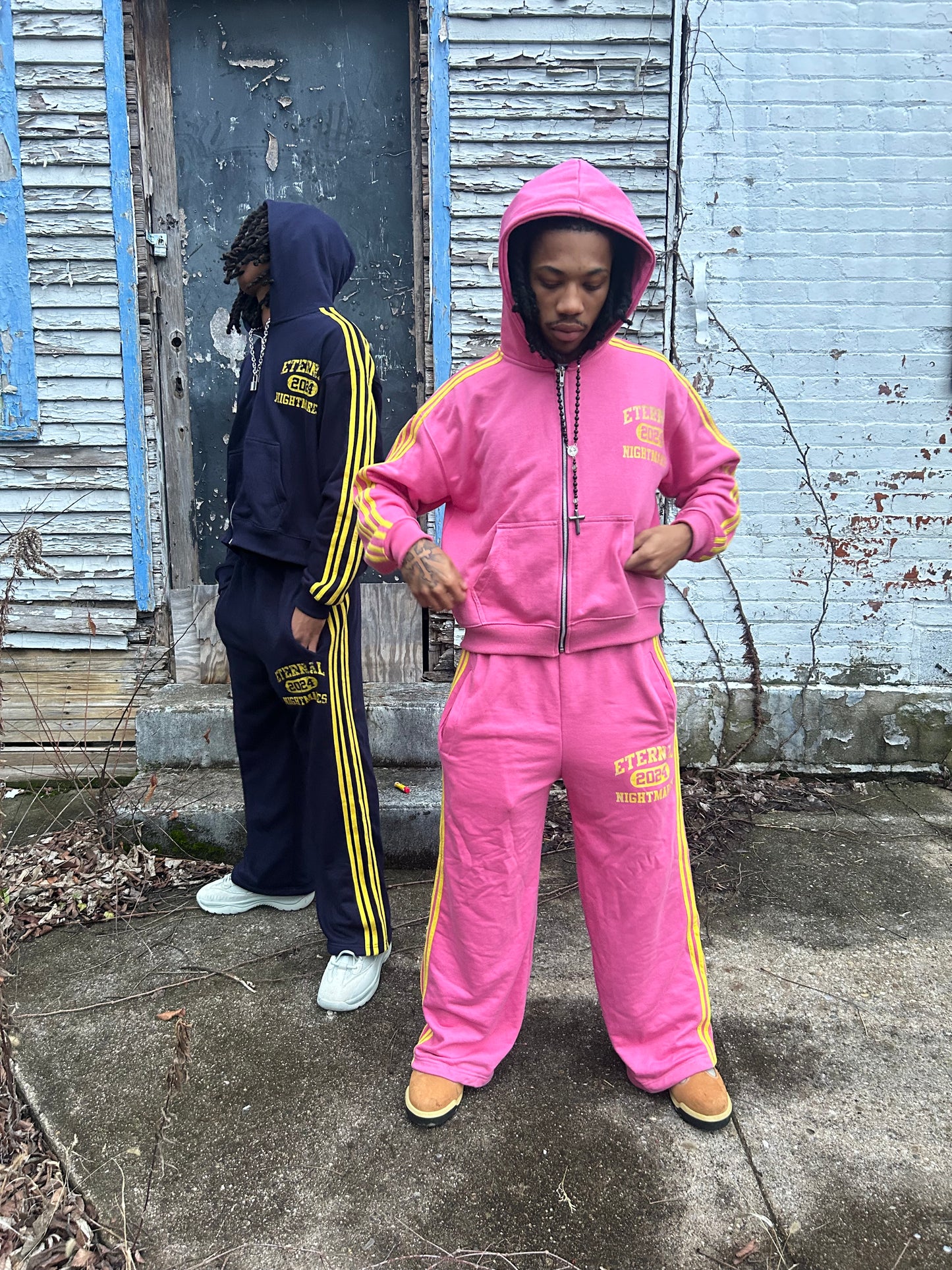 Eternal Nightmares Pink And Yellow Striped Sweatpants