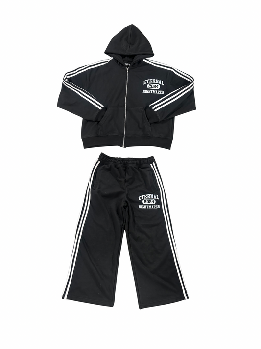 Eternal Nightmares Black & White Striped Sweatsuit