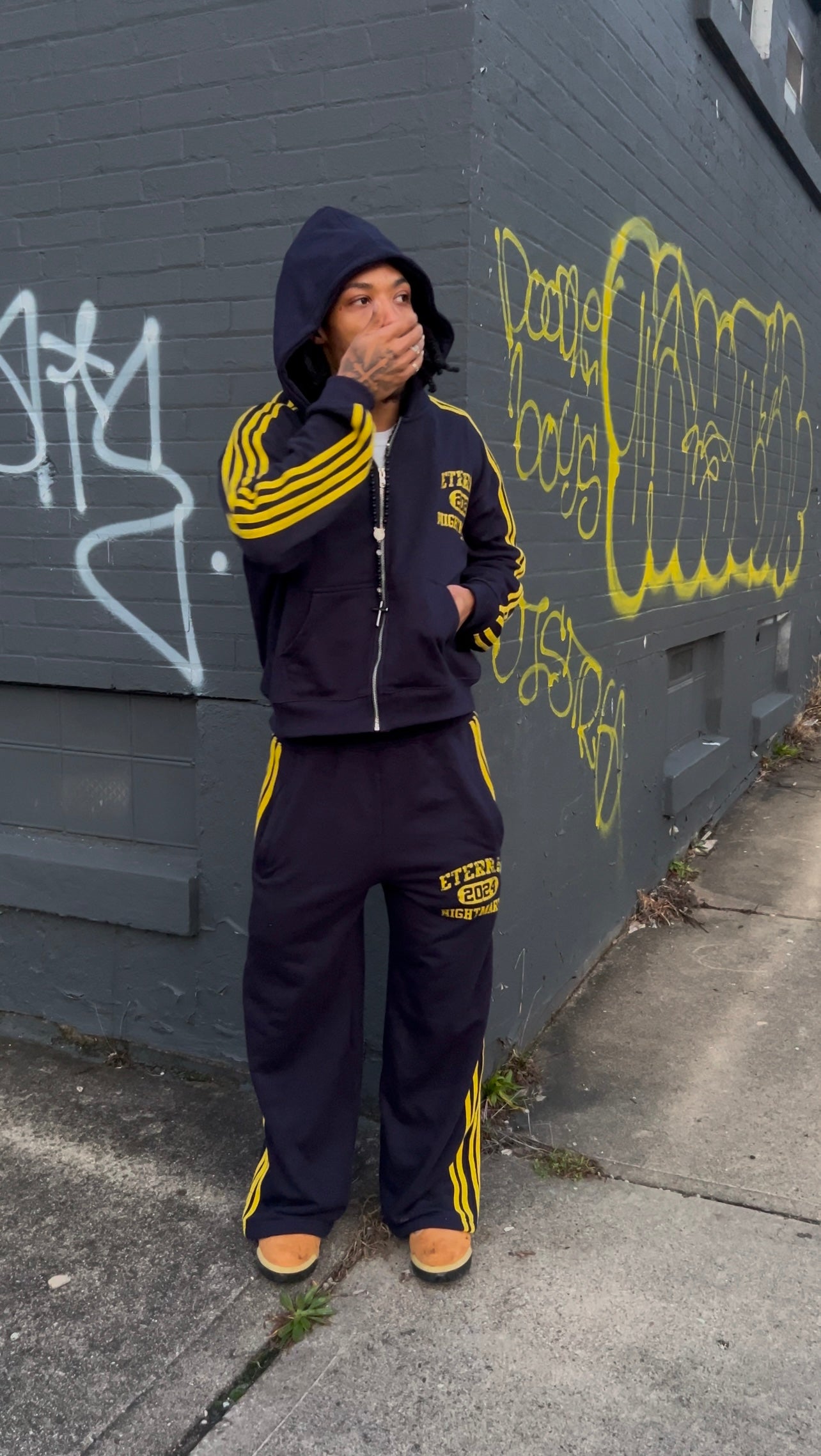 Eternal Nightmares Blue & Yellow Striped Sweatsuit