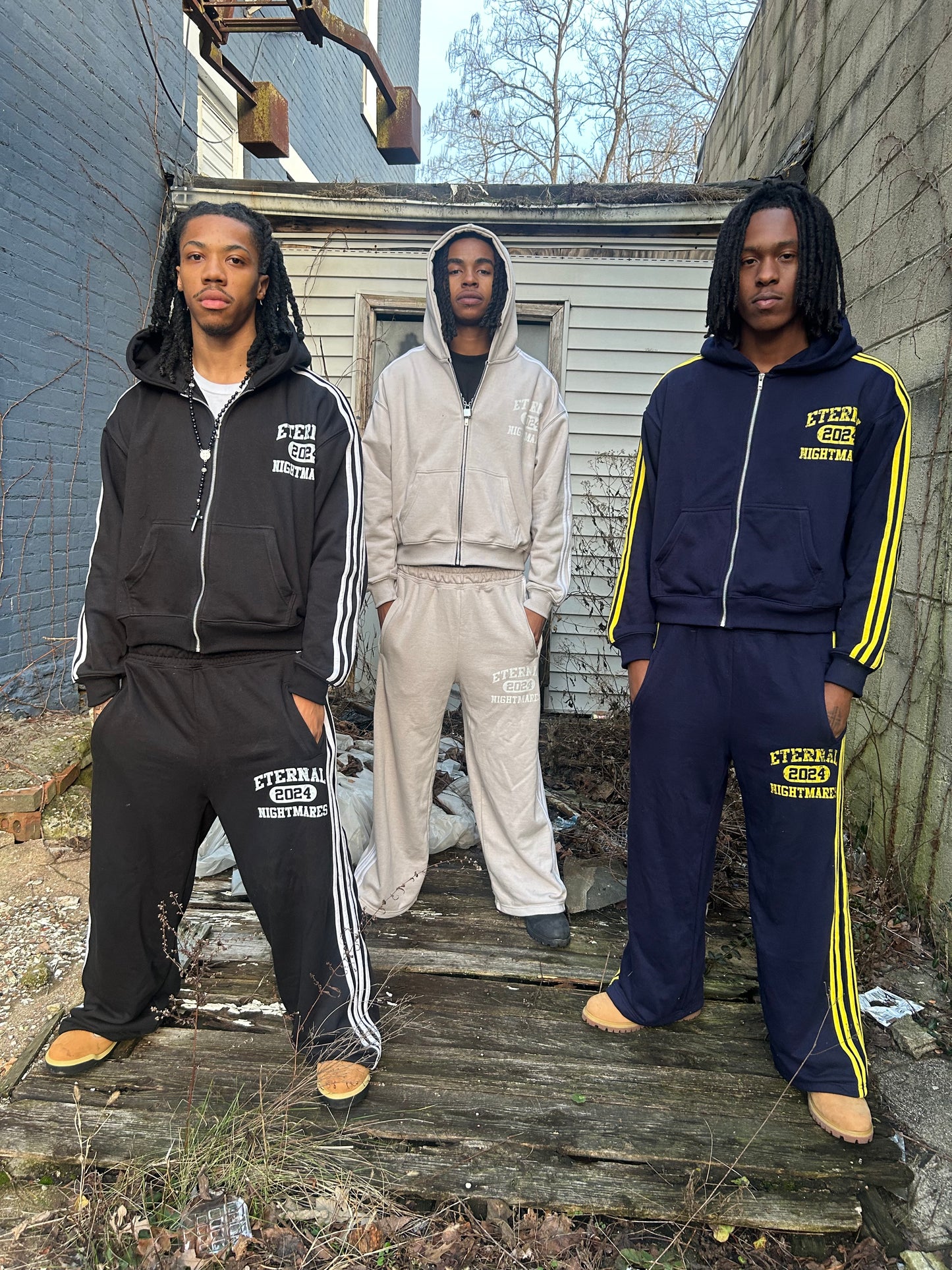 Eternal Nightmares Black & White Striped Sweatsuit