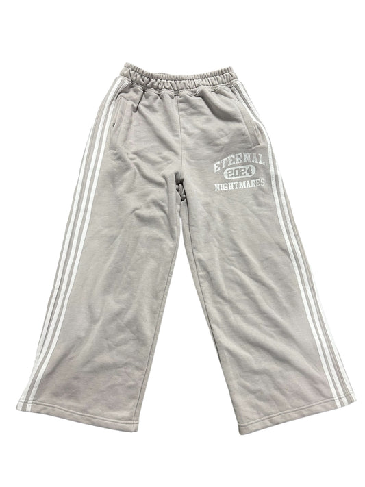 Eternal Nightmares Beige And White Striped Sweatpants