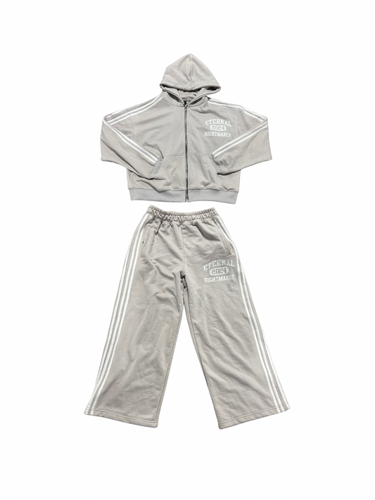 Eternal Nightmares Beige & White Striped Sweatsuit